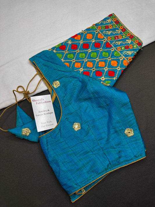 Blue Embriodery Work Blouse - 