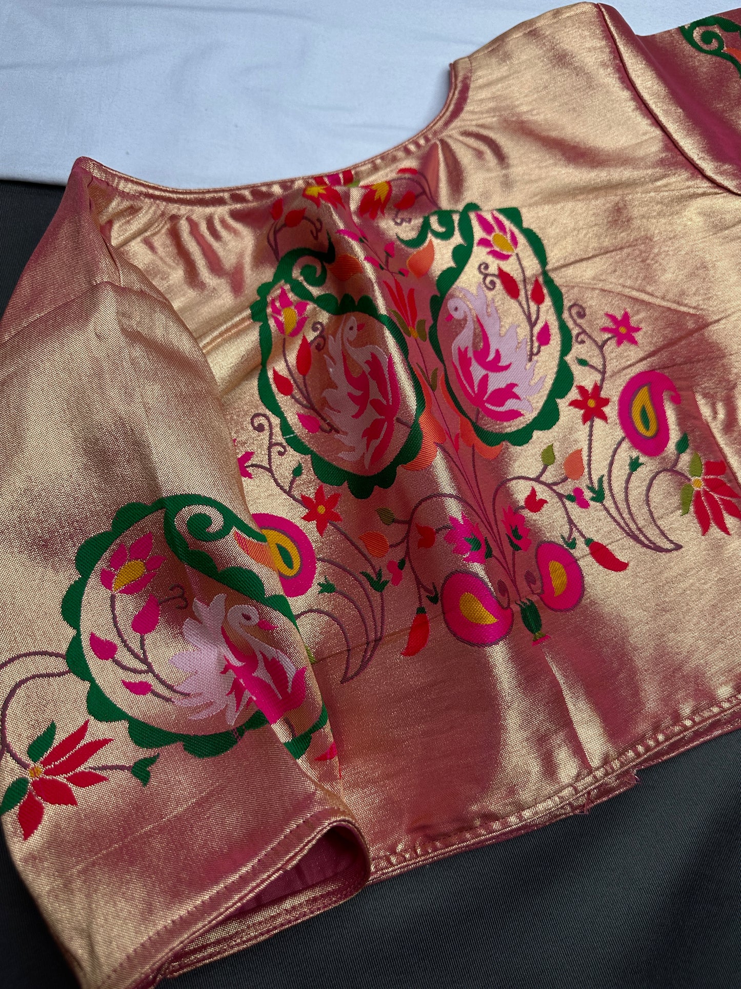 Gold Pink Pure Painthani Blouse - 