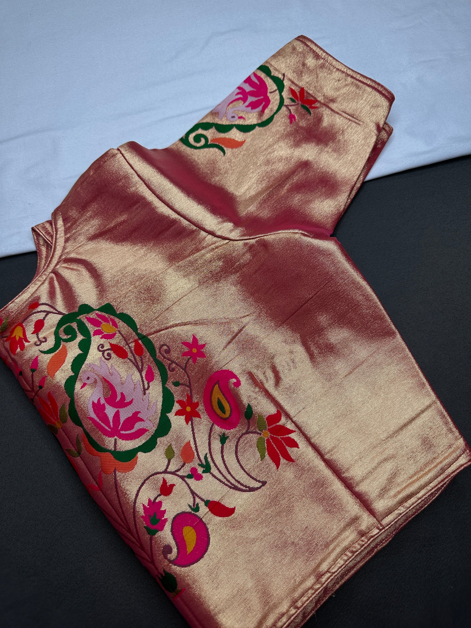 Gold Pink Pure Painthani Blouse - 