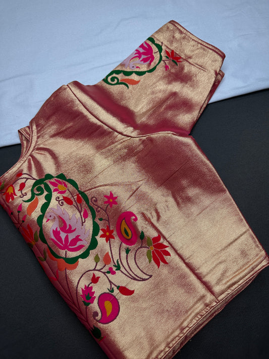 Gold Pink Pure Painthani Blouse - 