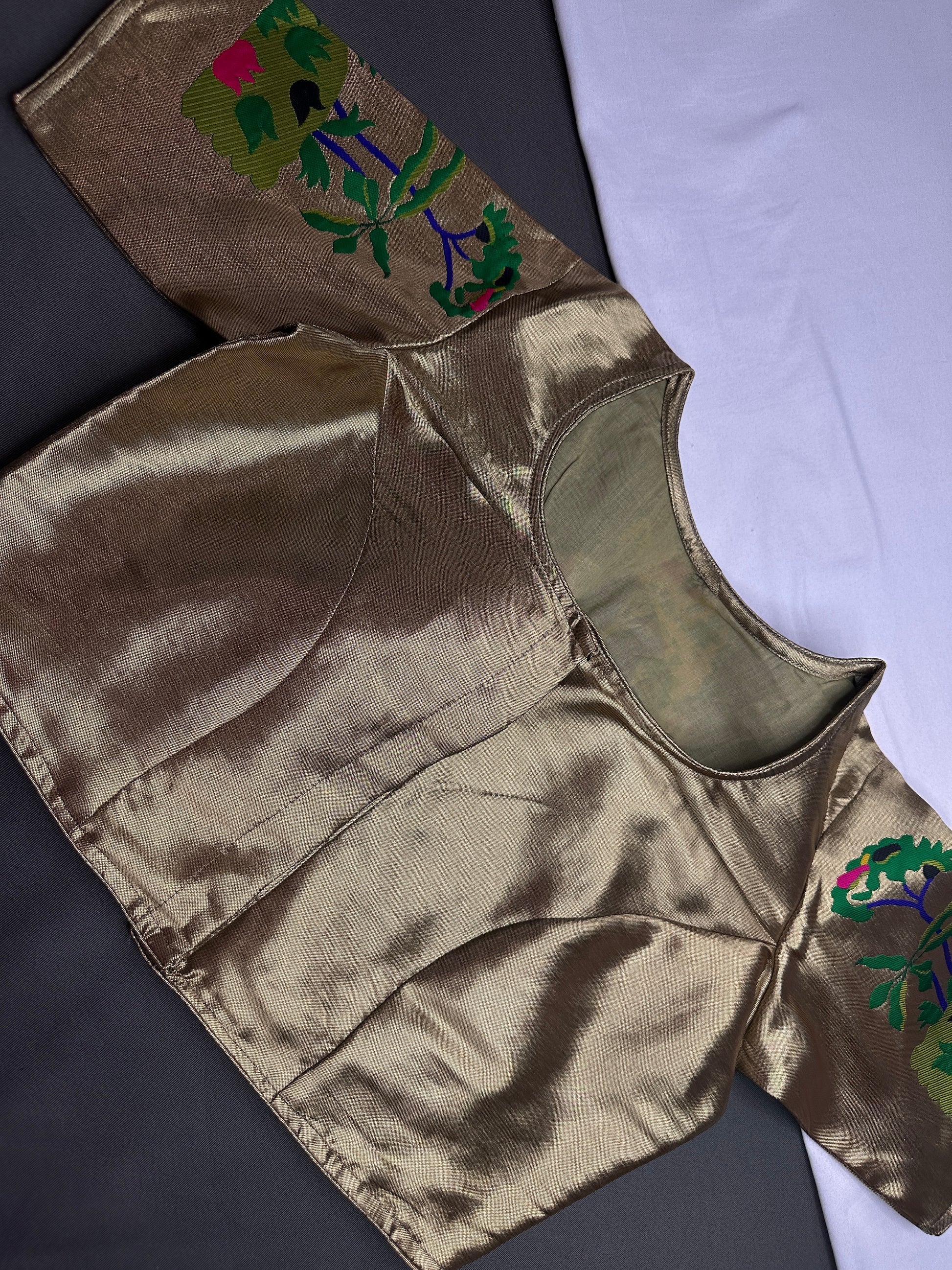 Copper Green Pure Painthani Blouse - 