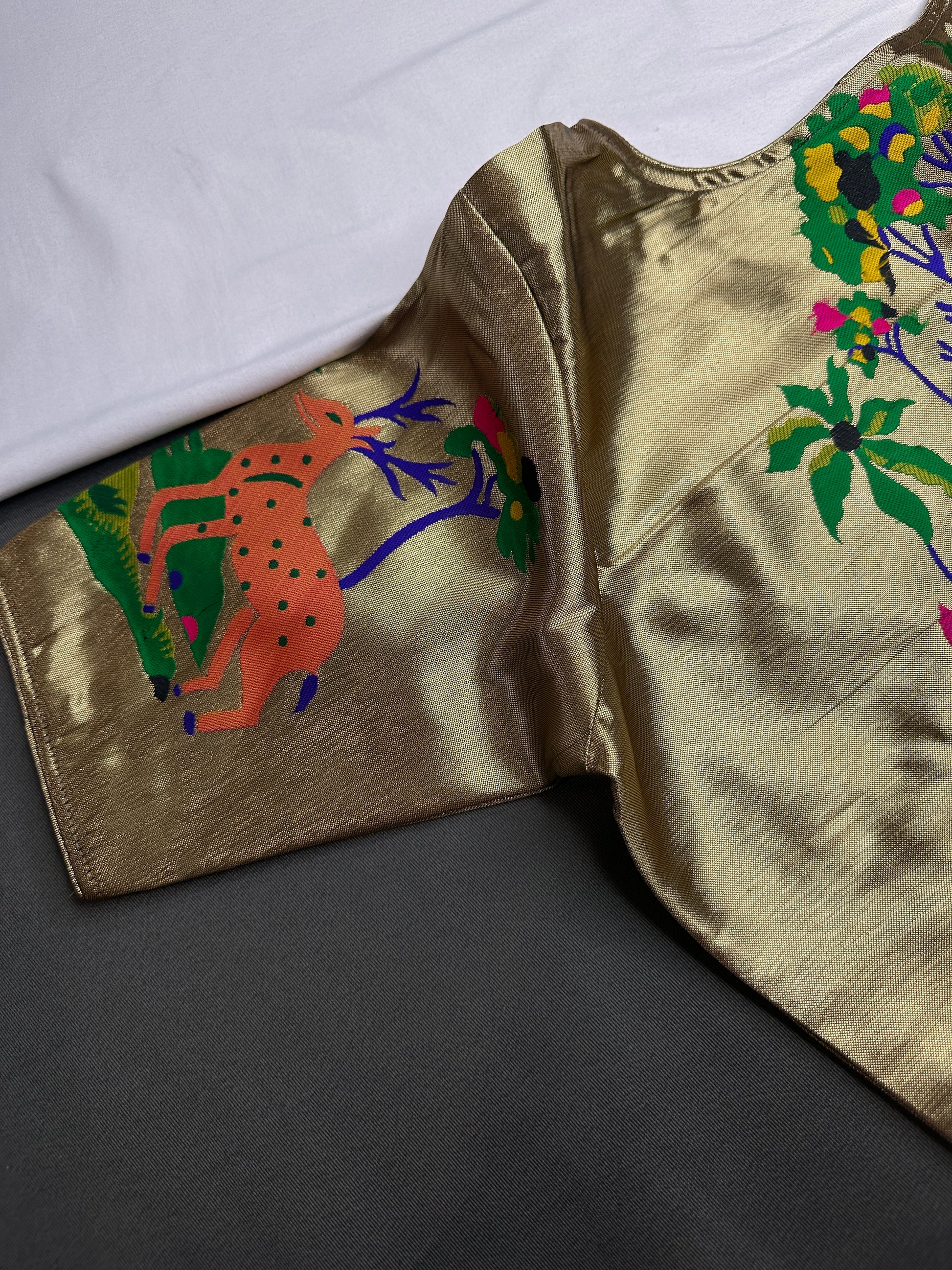 Copper Green Pure Painthani Blouse - 