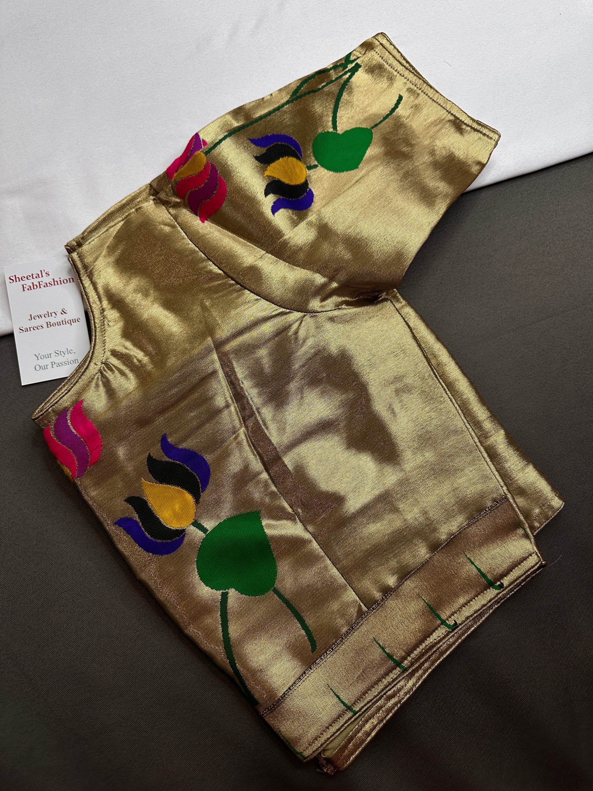 Copper Green Pure Painthani Blouse - 