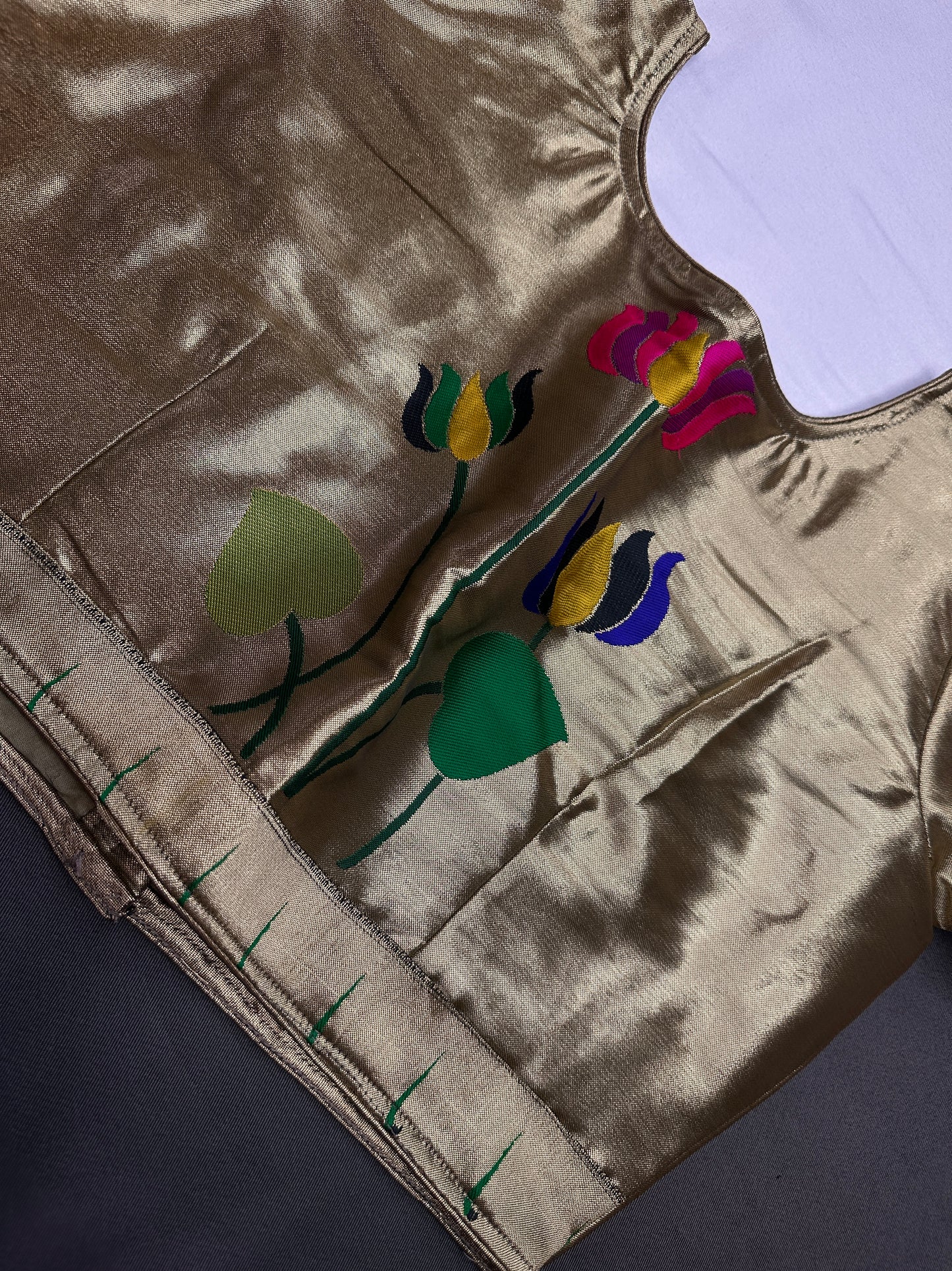 Copper Green Pure Painthani Blouse - 
