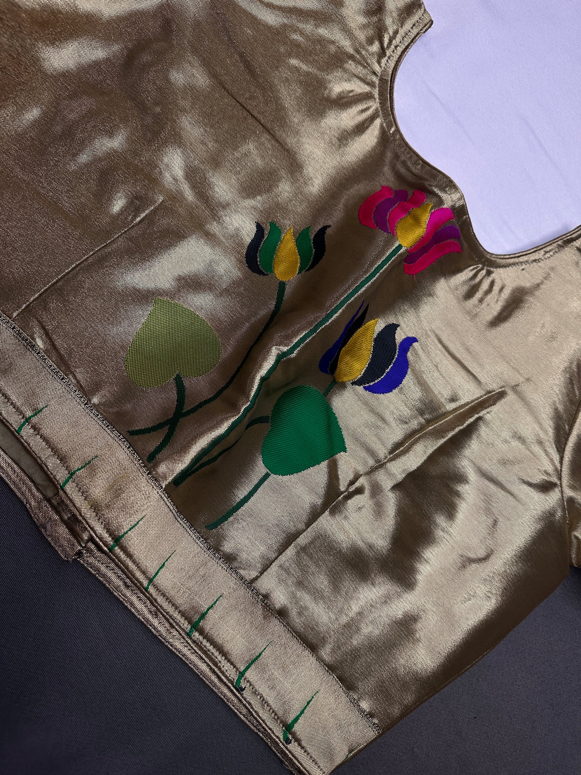 Copper Green Pure Painthani Blouse - 