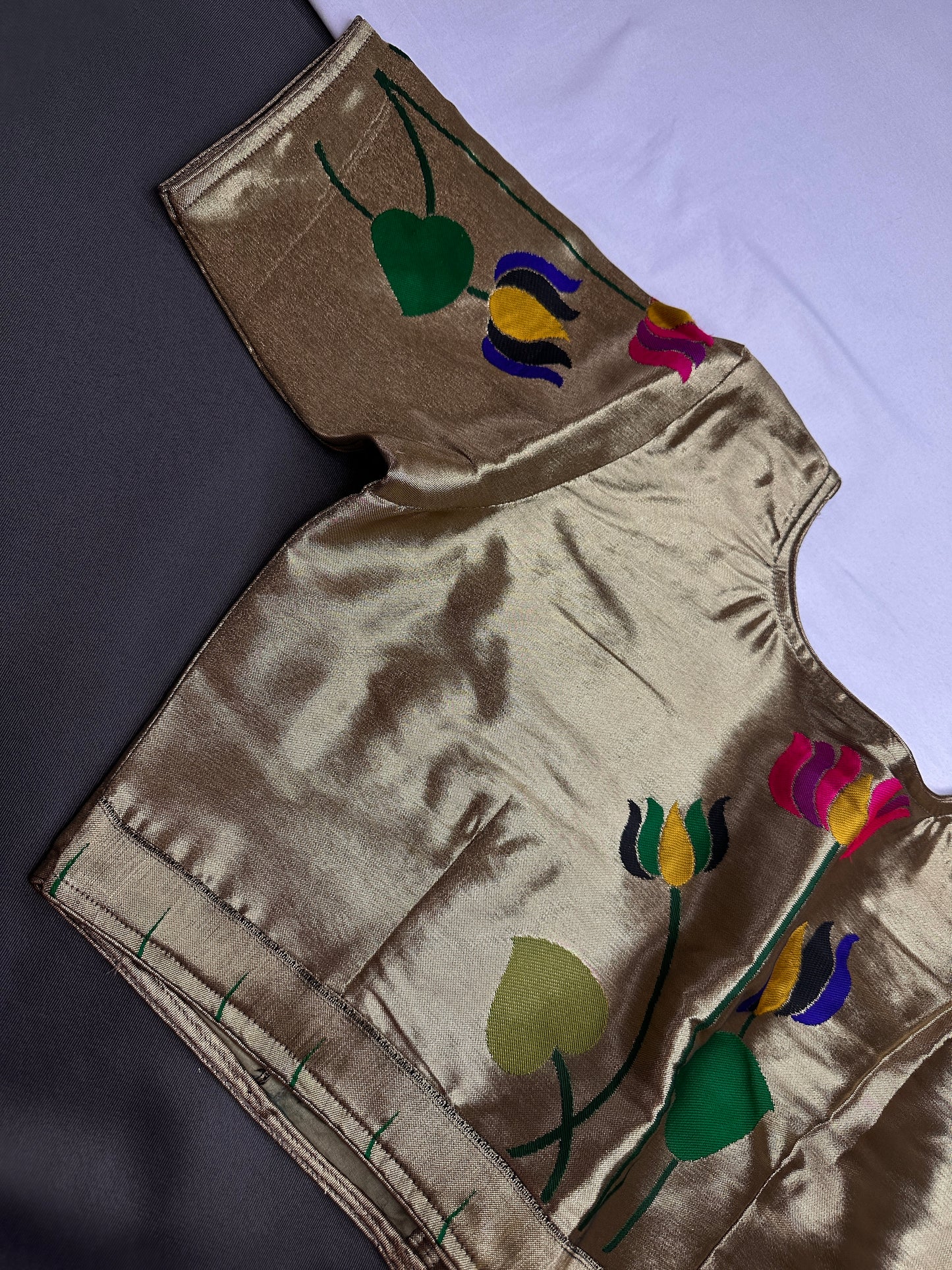 Copper Green Pure Painthani Blouse - 