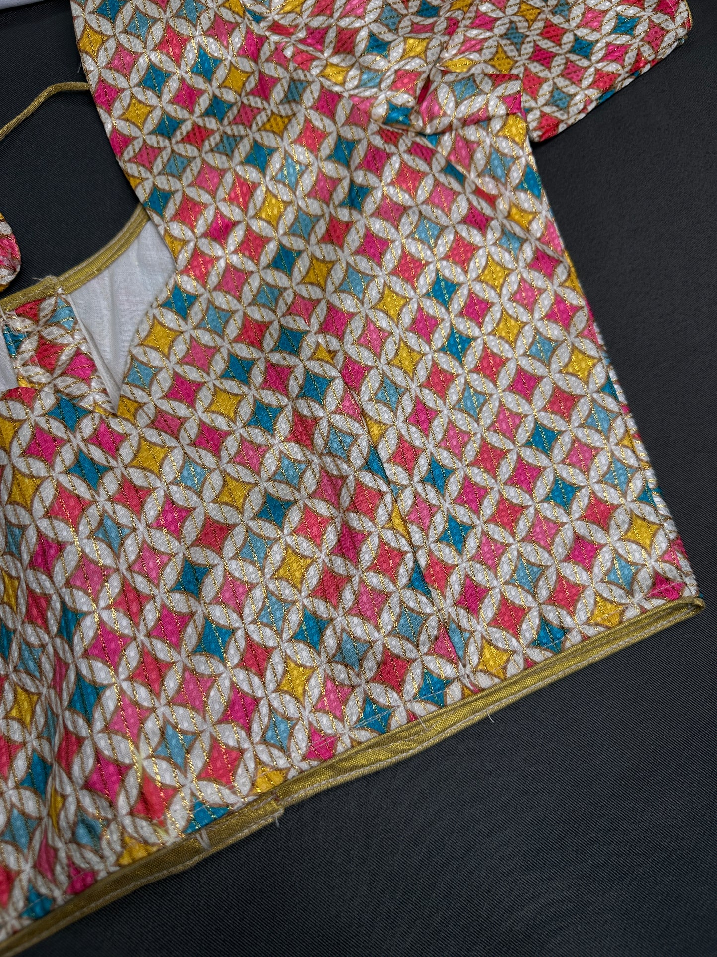 Multi Color Beige Base Blouse - 