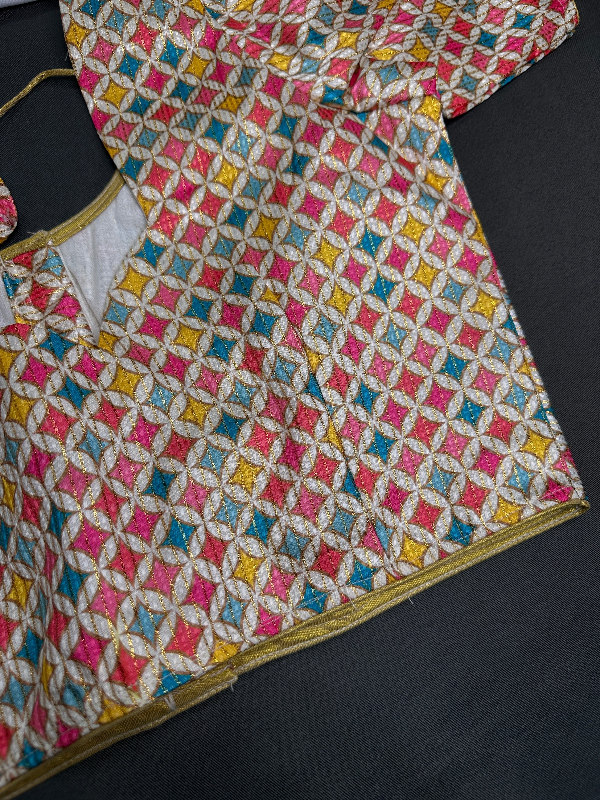 Multi Color Beige Base Blouse - 