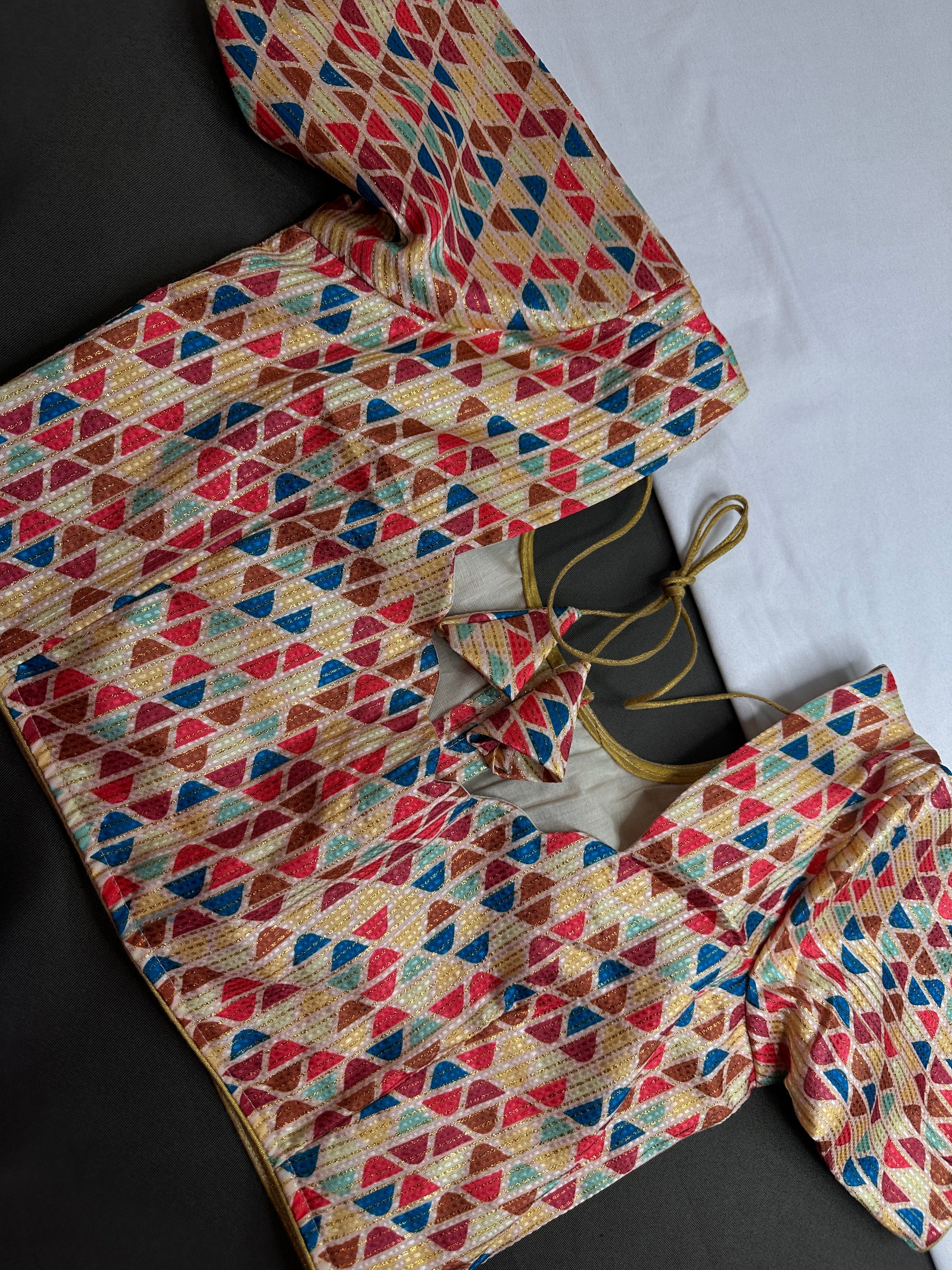 Multi Color Beige Base Blouse - 