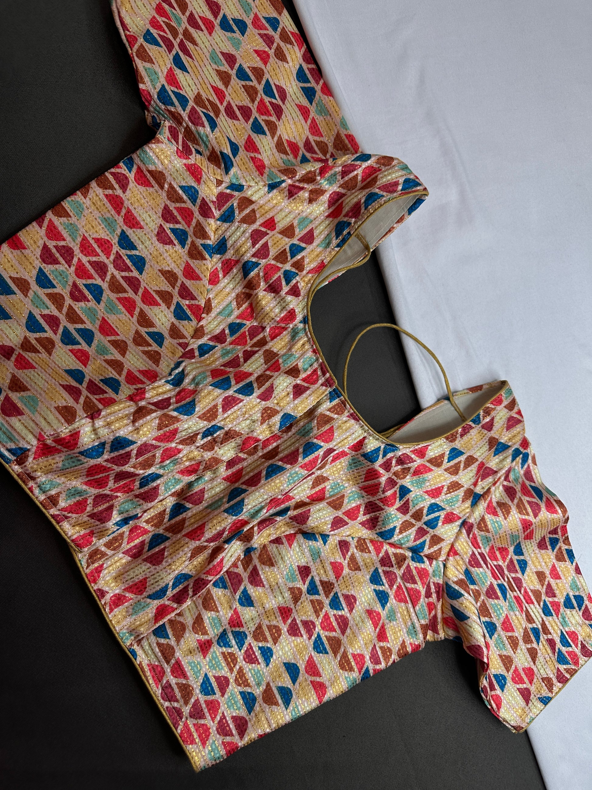 Multi Color Beige Base Blouse - 