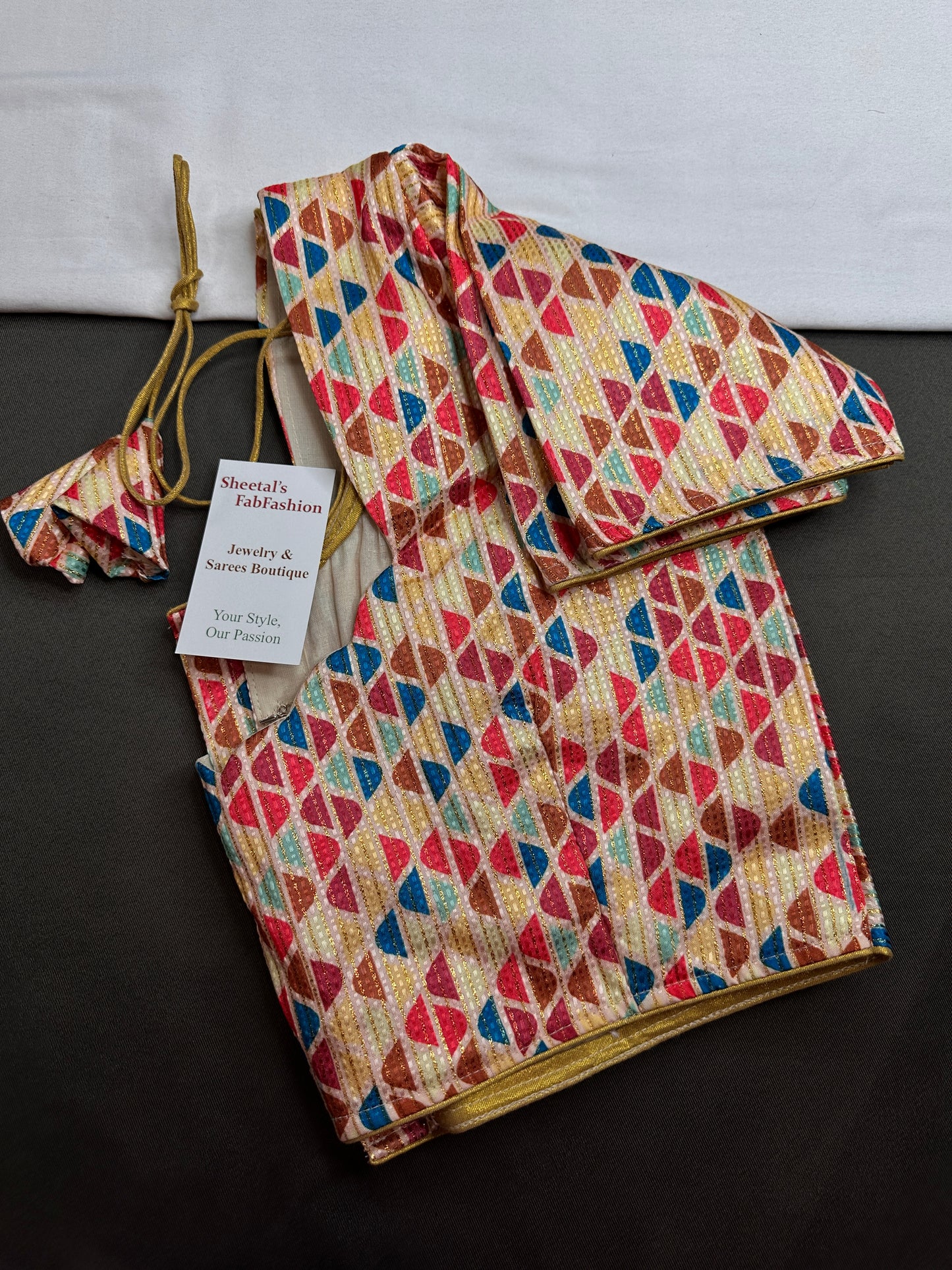 Multi Color Beige Base Blouse - 