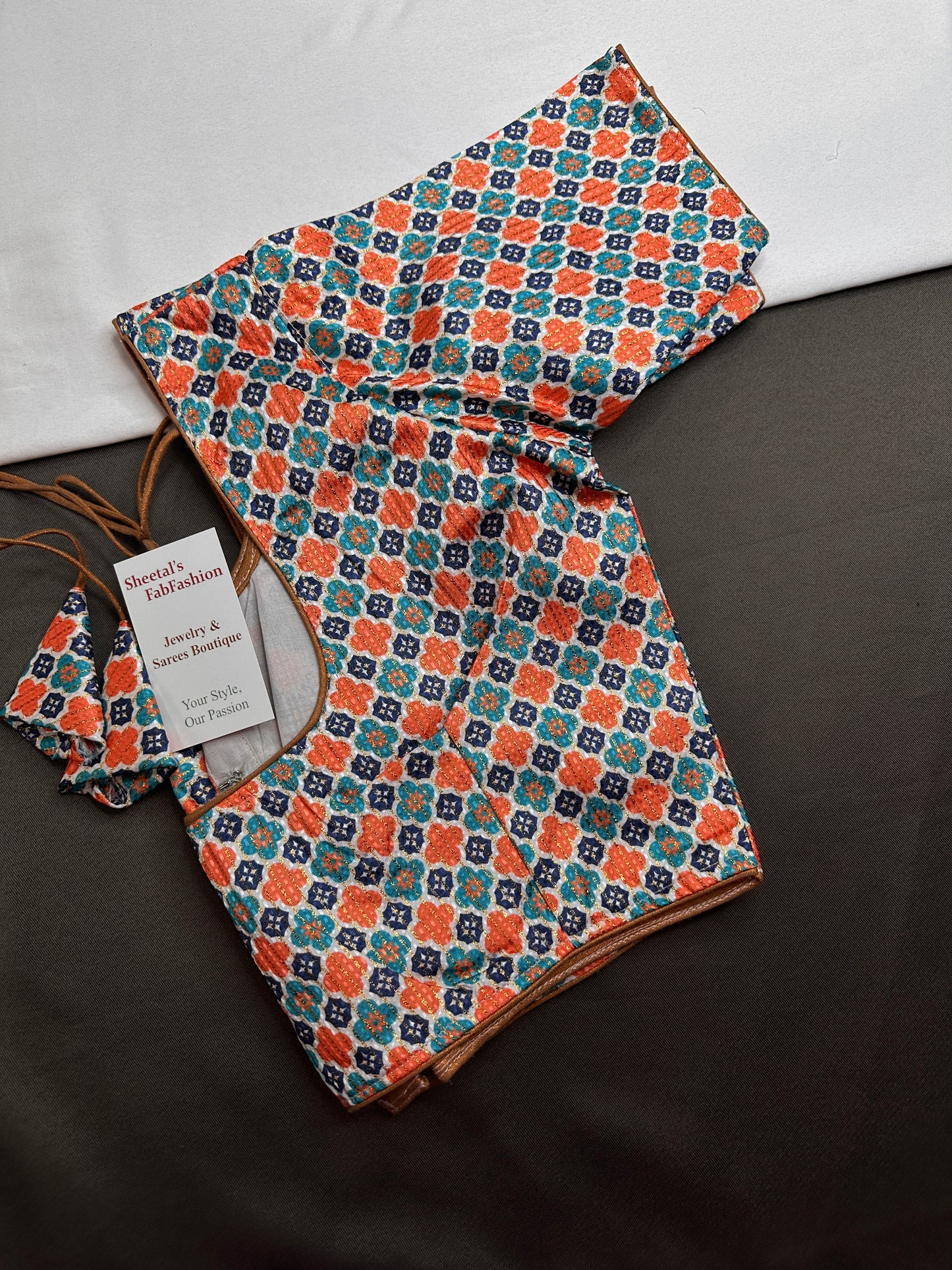 Multi Color Beige Base Blouse - 