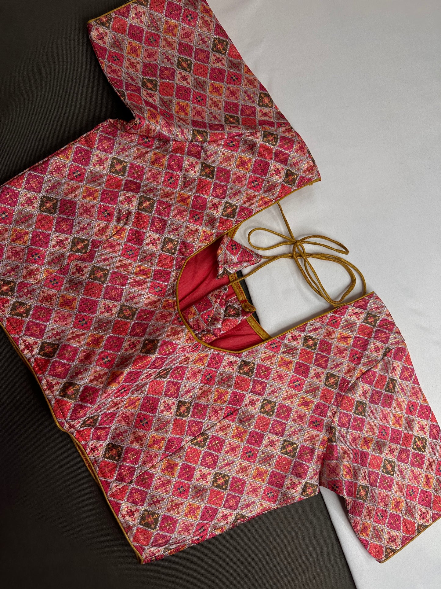 Multi Color Pink Base Blouse - 