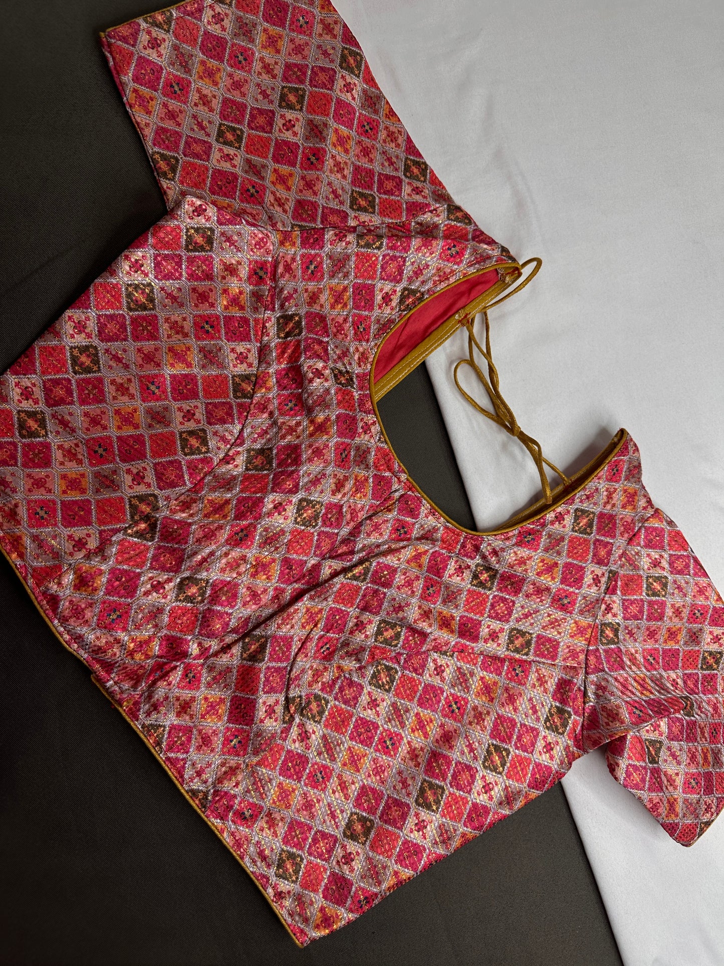 Multi Color Pink Base Blouse - 