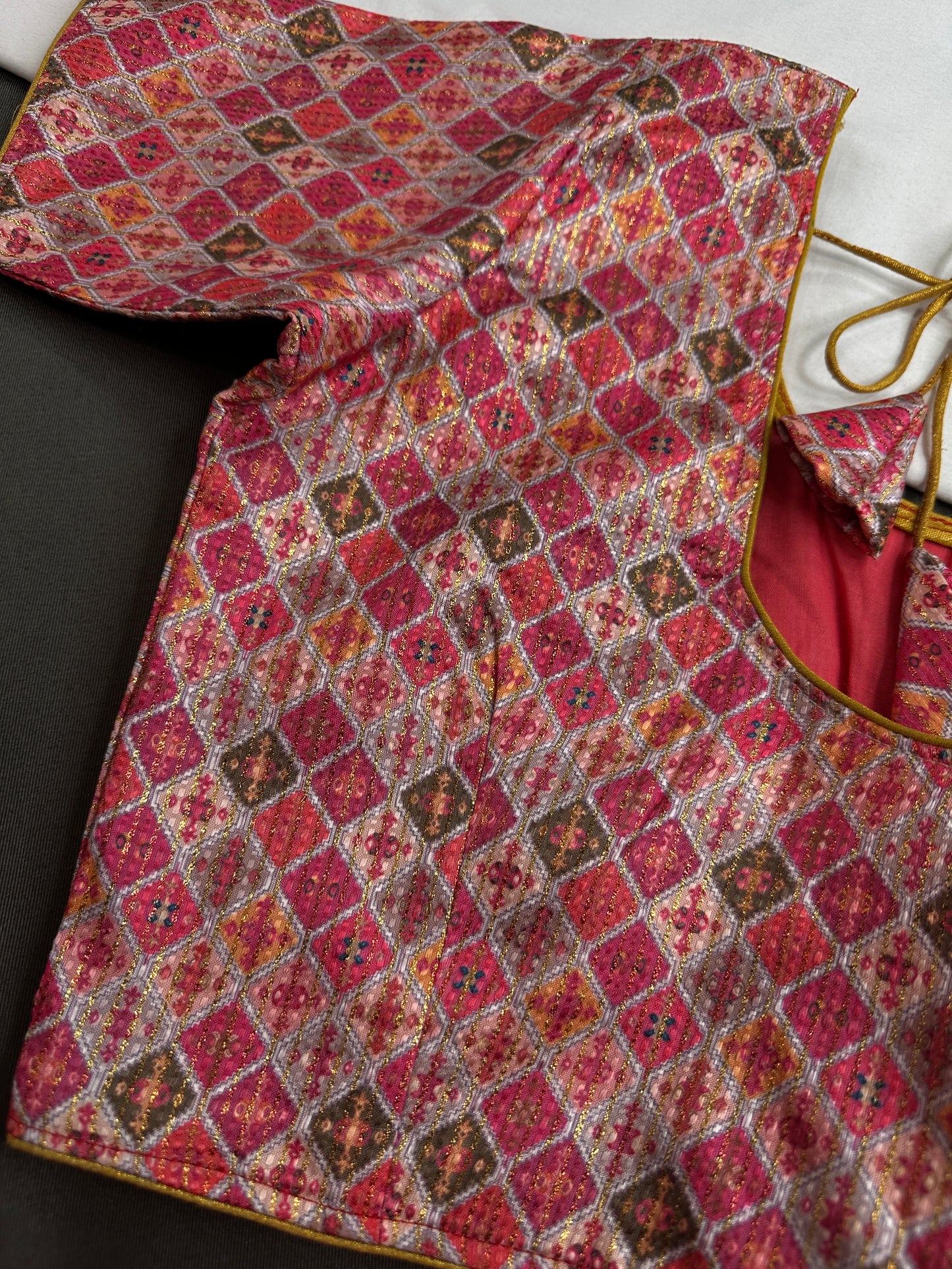 Multi Color Pink Base Blouse - 