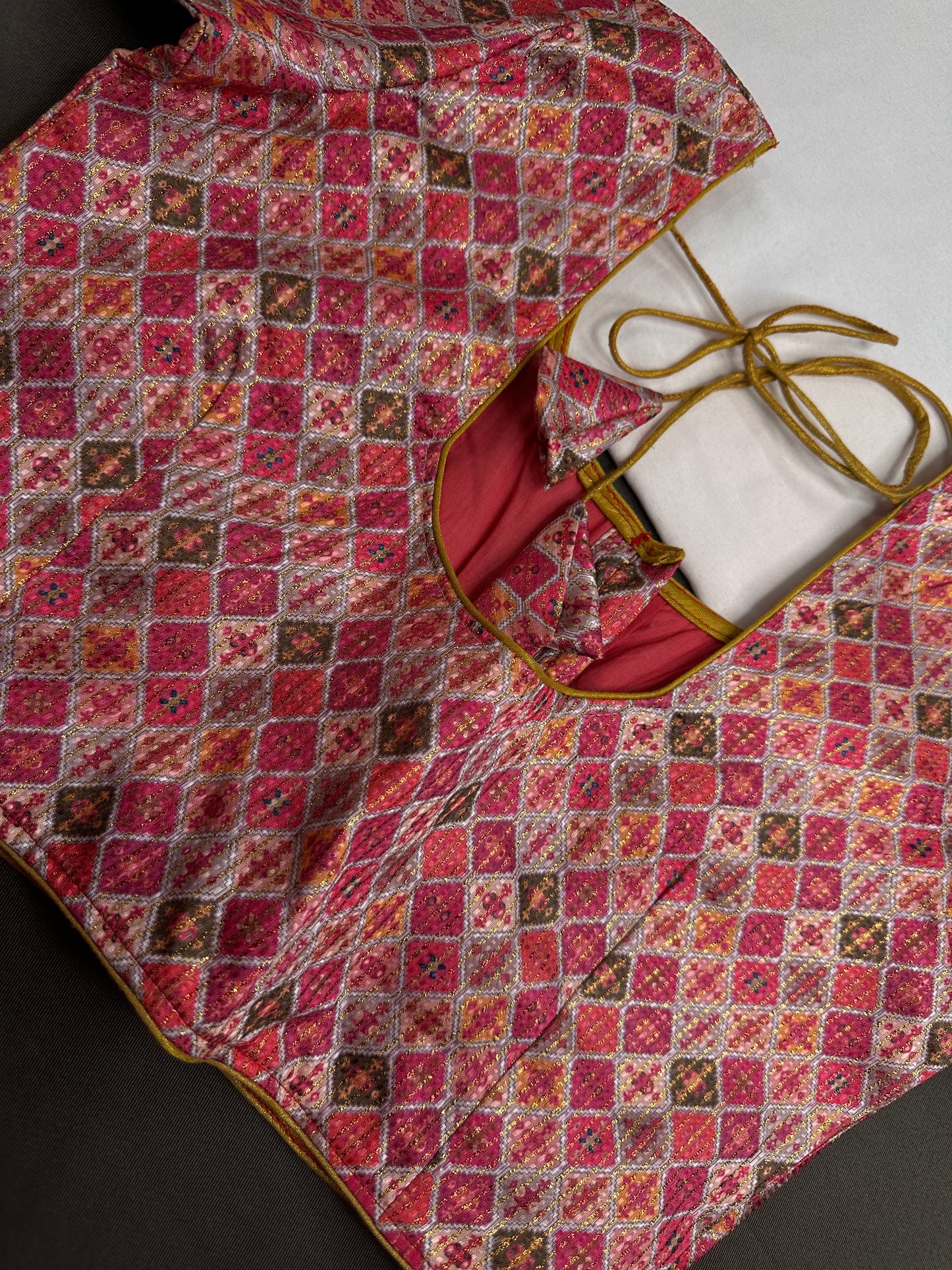 Multi Color Pink Base Blouse - 