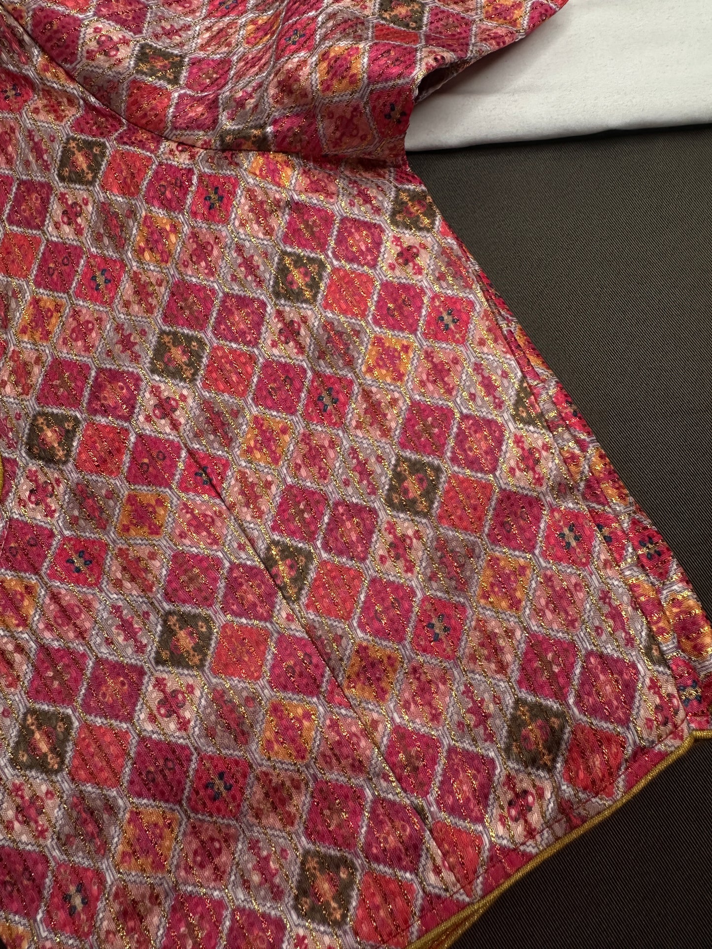Multi Color Pink Base Blouse - 