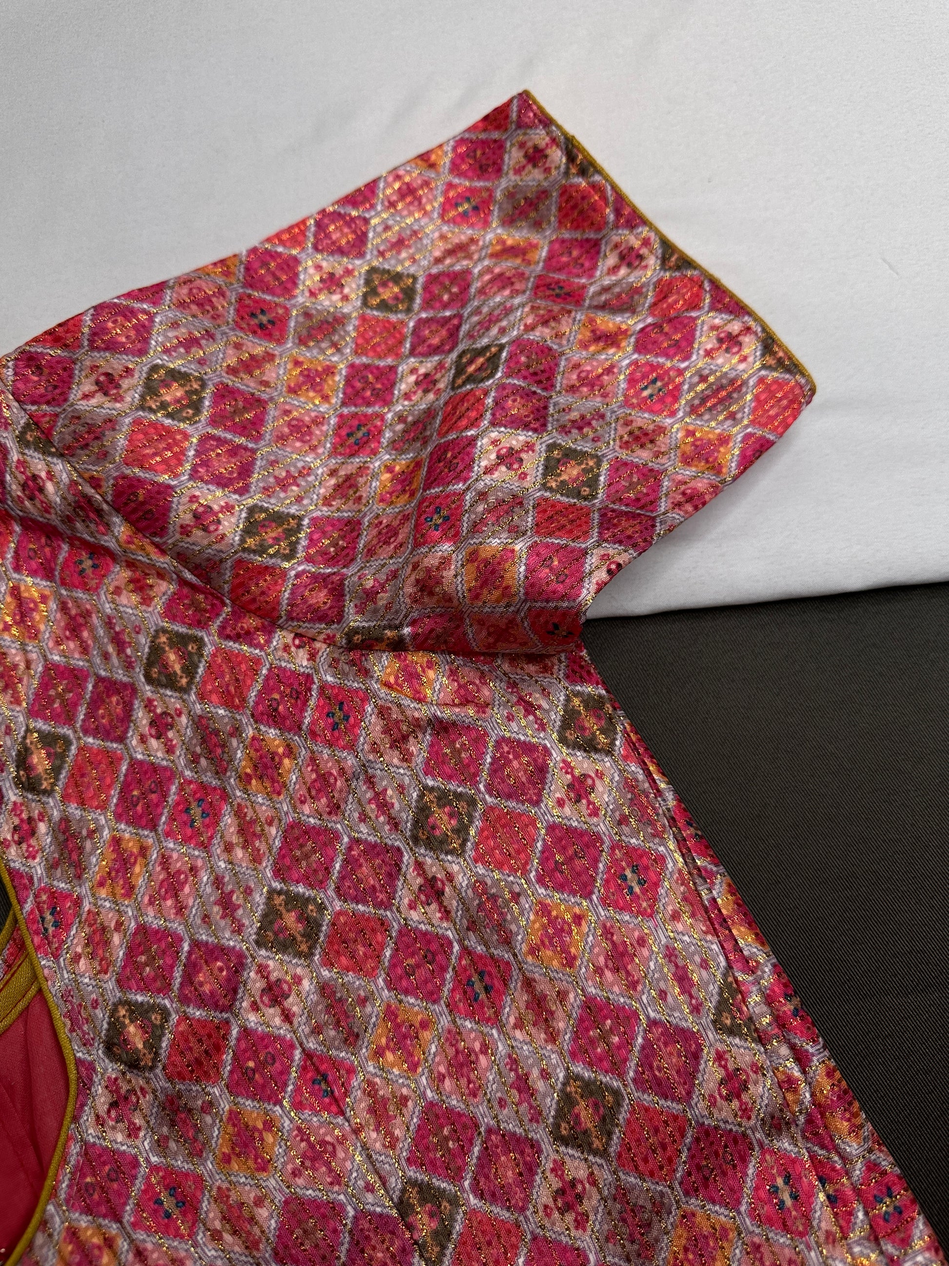 Multi Color Pink Base Blouse - 