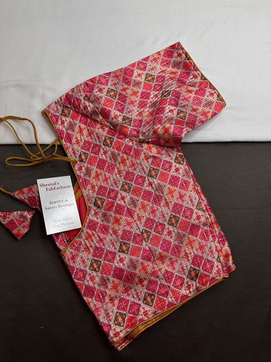 Multi Color Pink Base Blouse - 