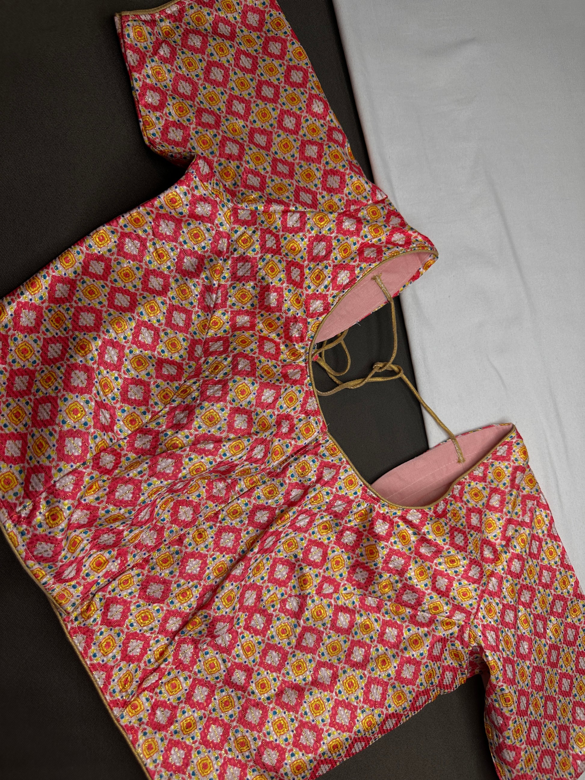 Multi Color Pink Base Blouse - 