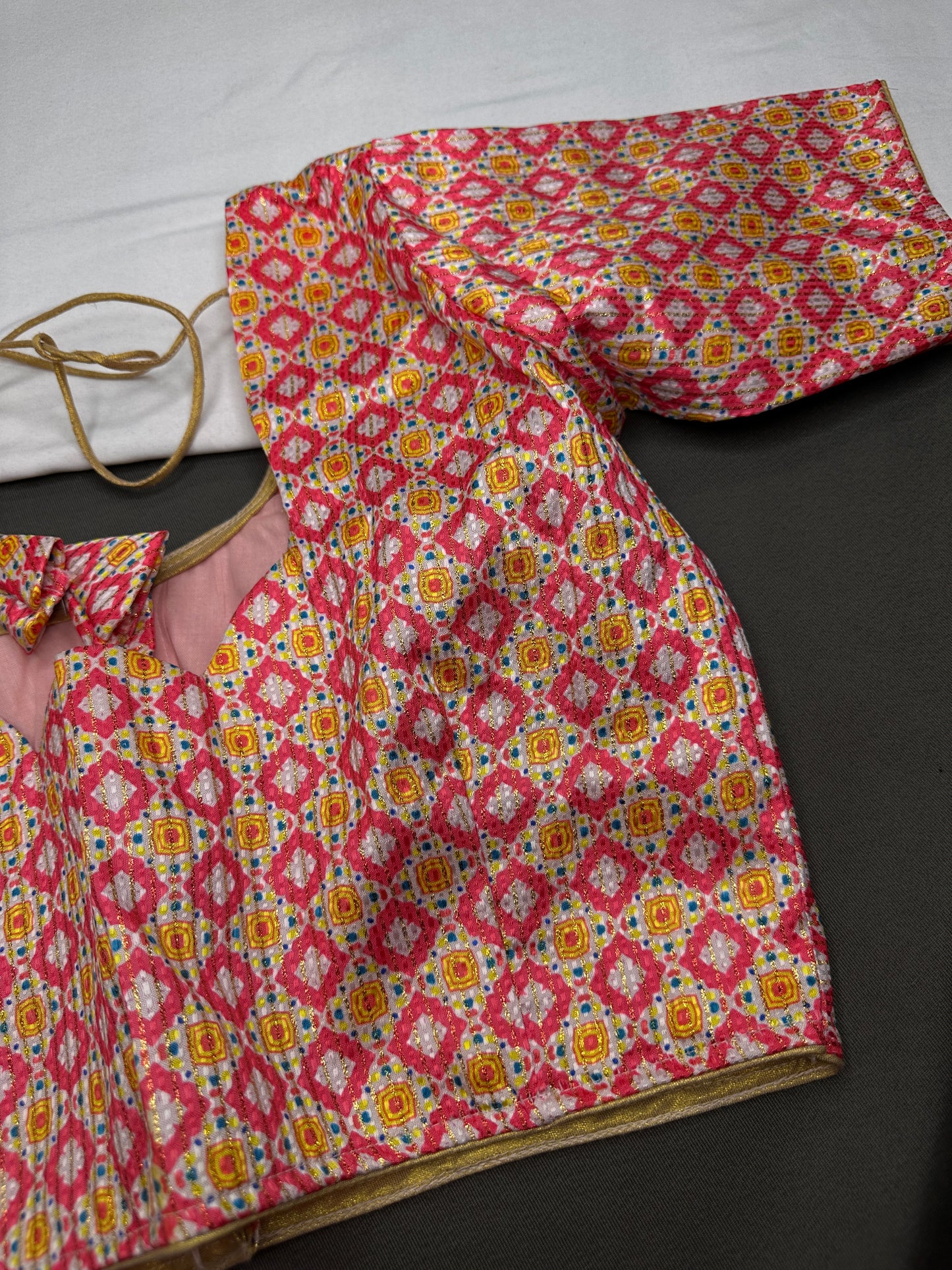 Multi Color Pink Base Blouse - 
