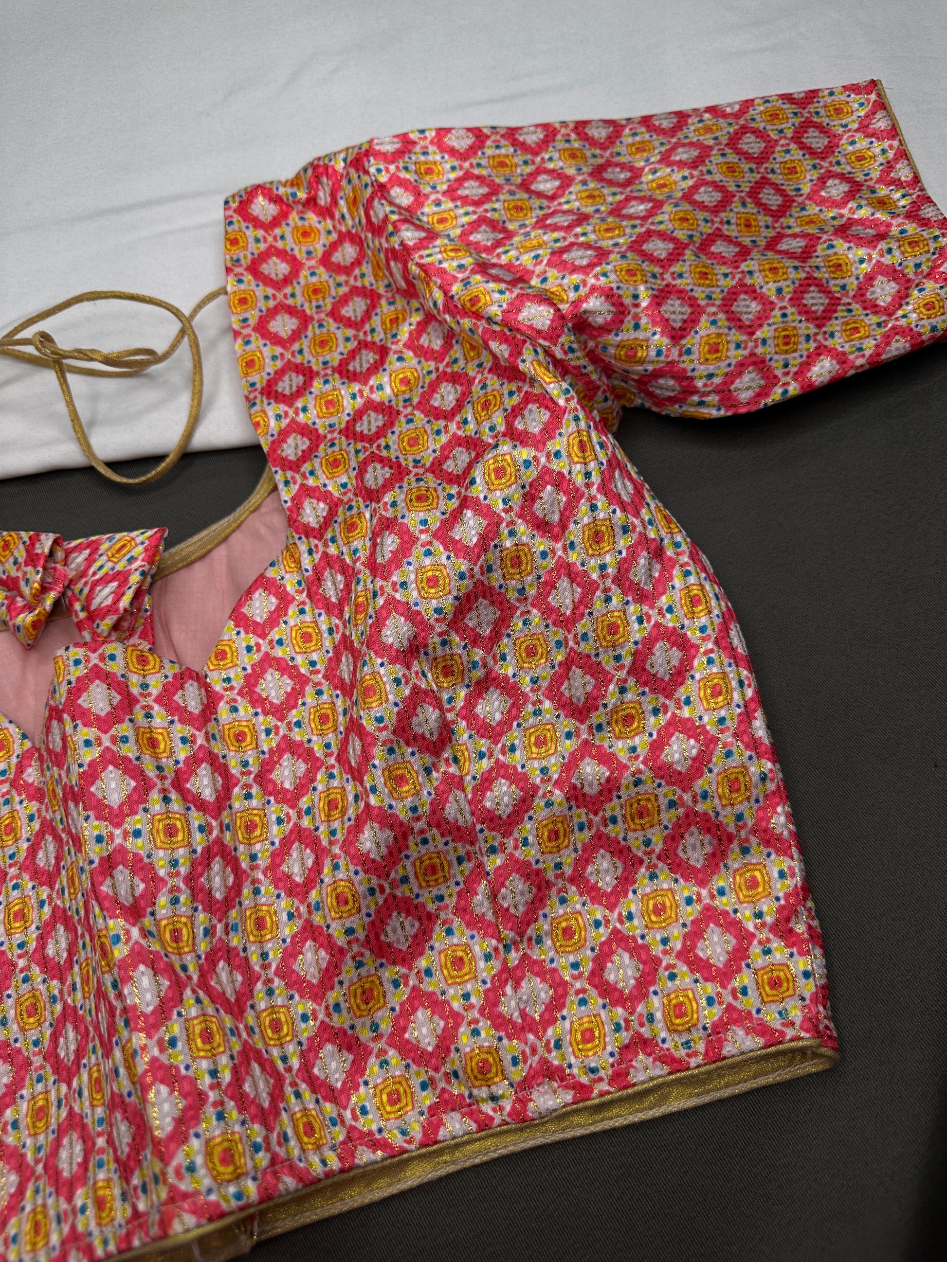 Multi Color Pink Base Blouse - 