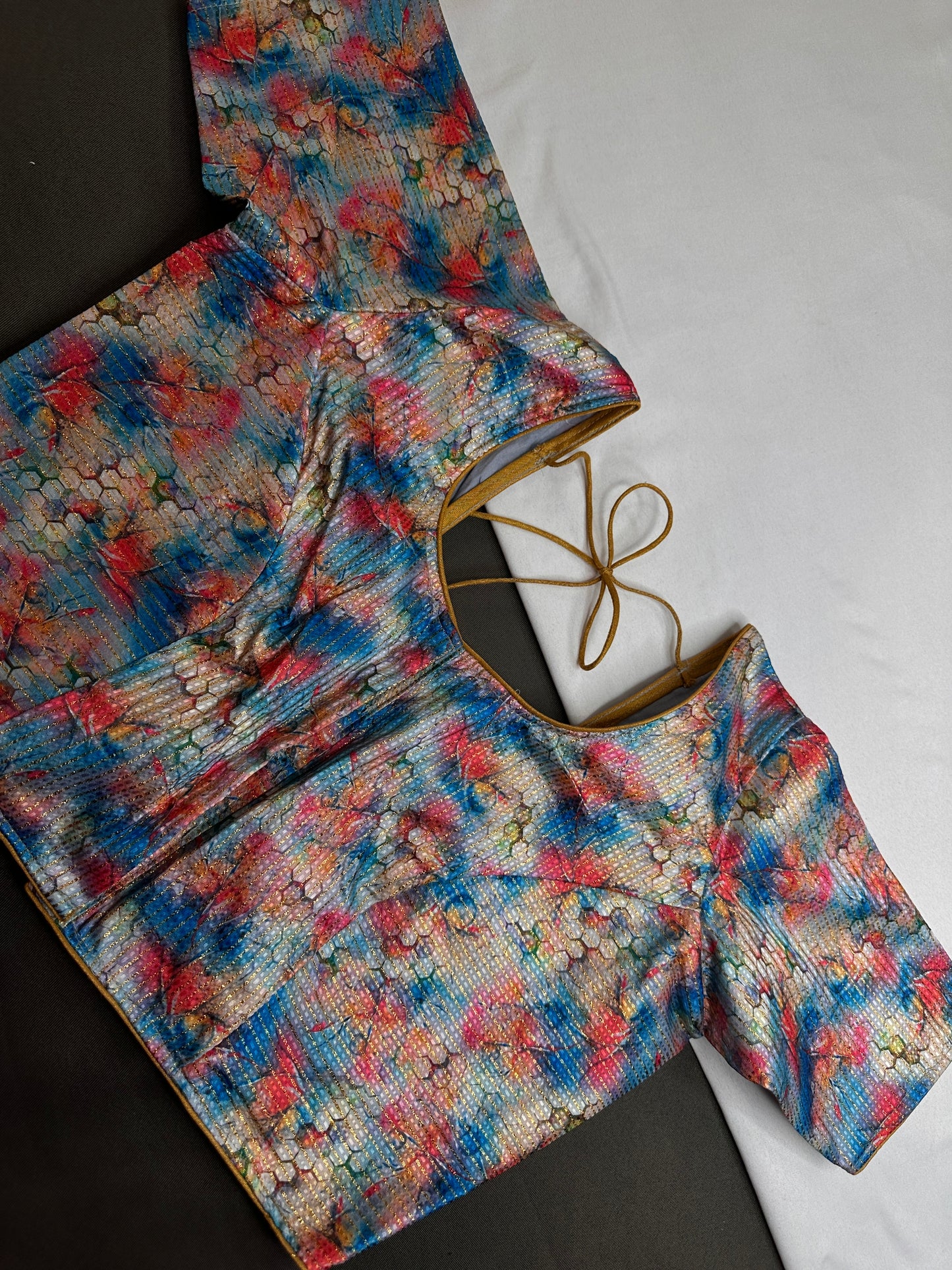 Multi Color Blue Base Blouse - 