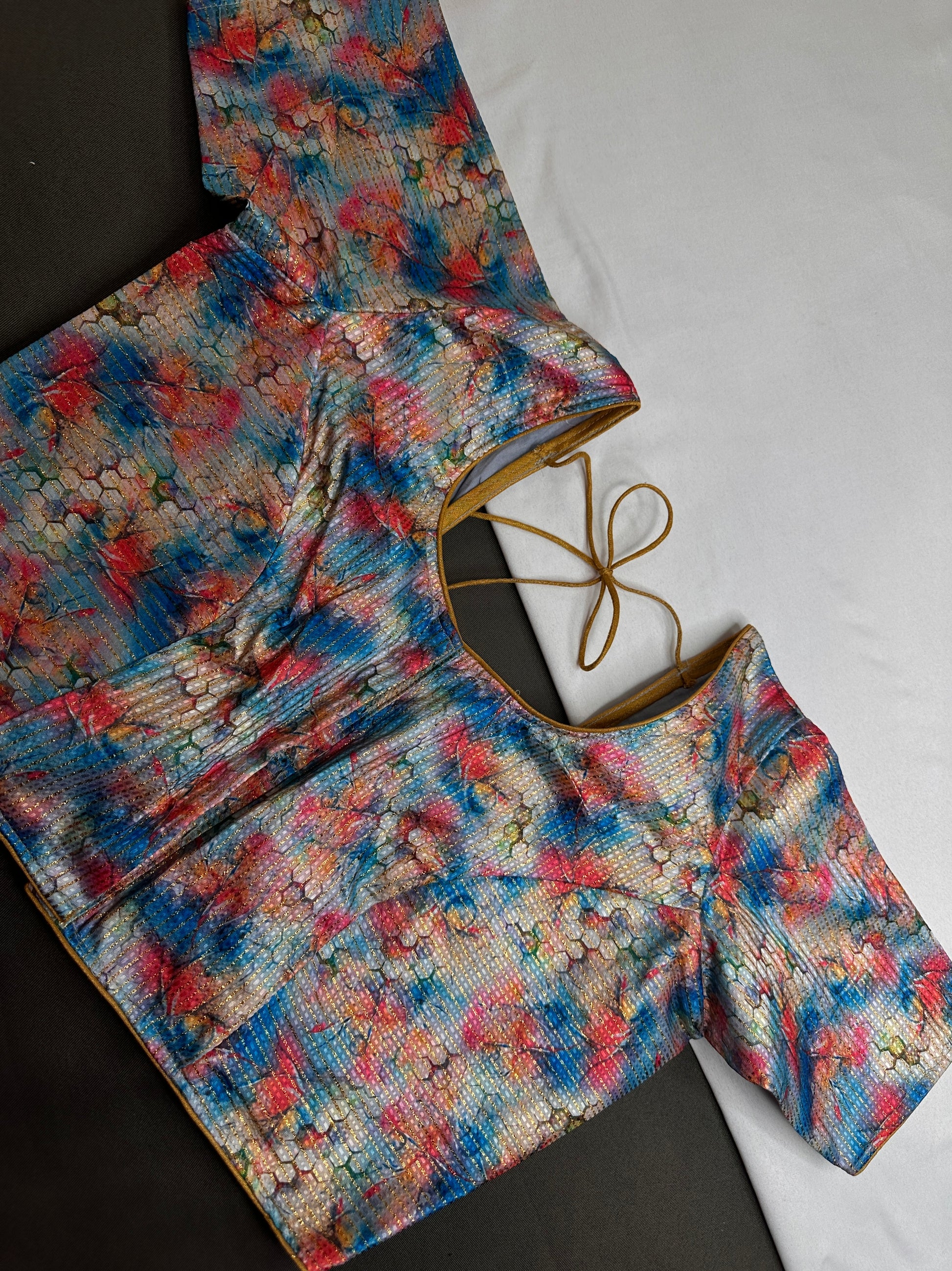 Multi Color Blue Base Blouse - 