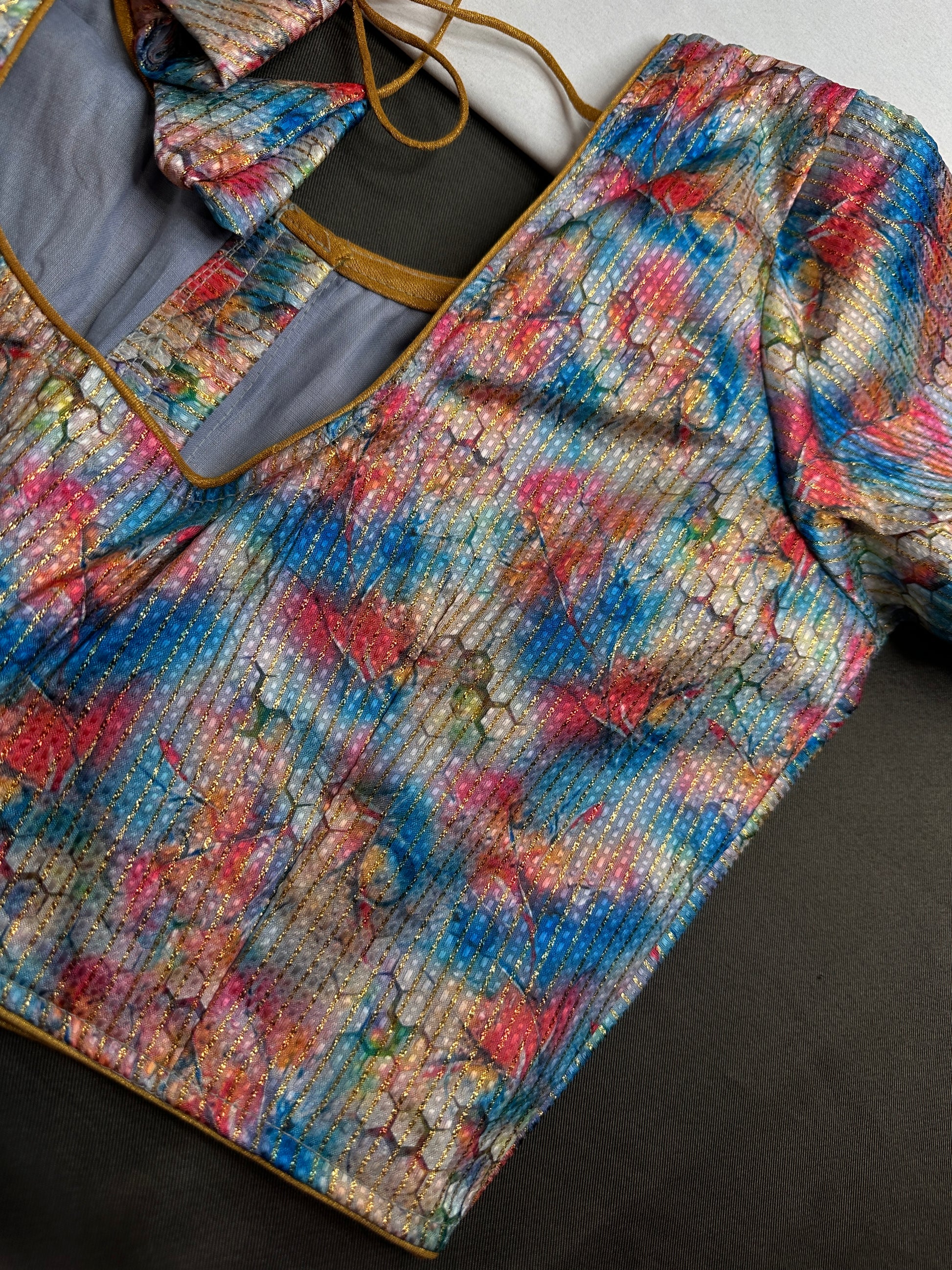 Multi Color Blue Base Blouse - 