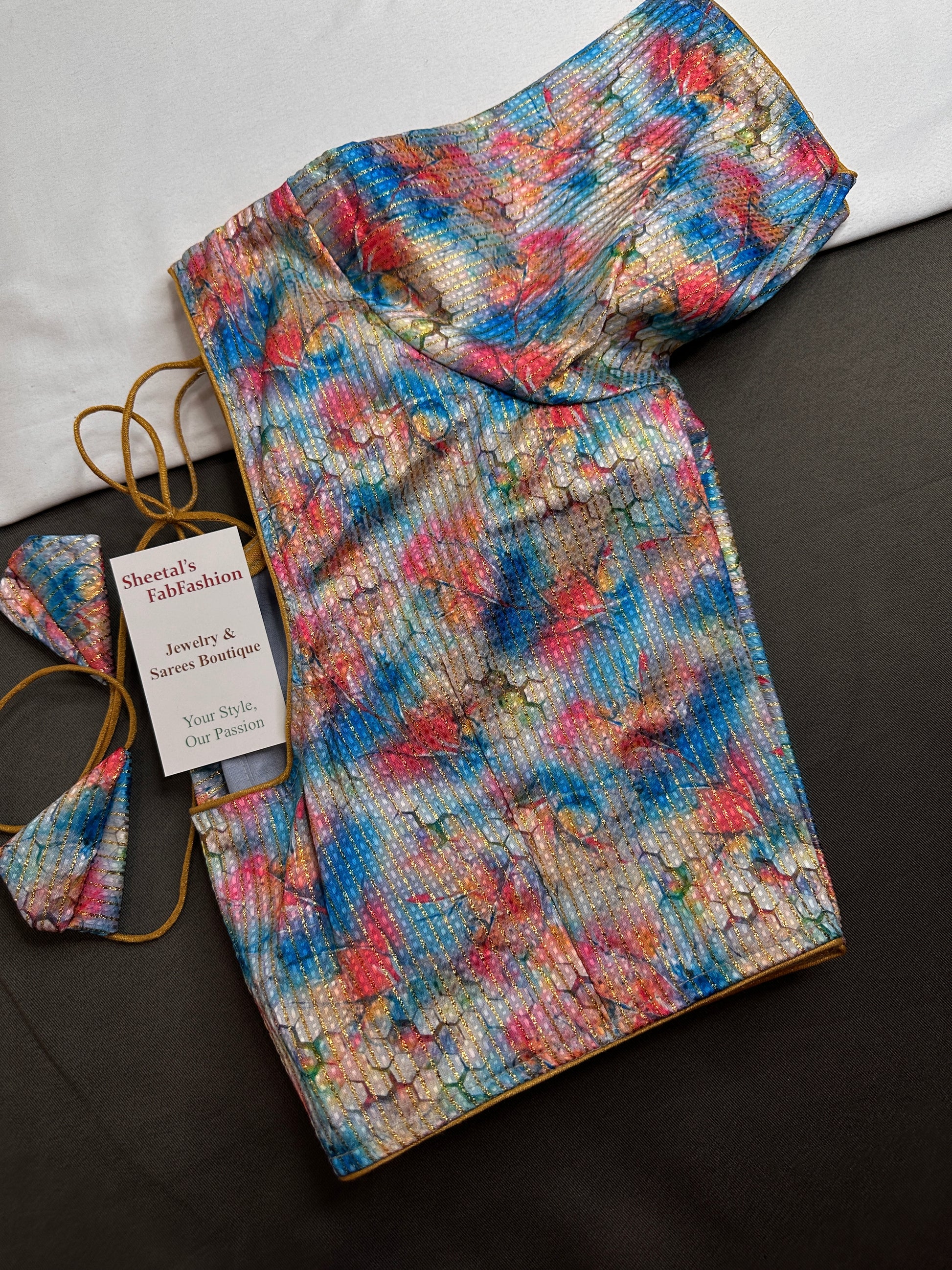 Multi Color Blue Base Blouse - 