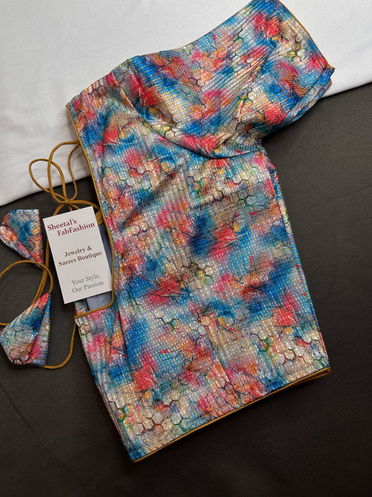 Multi Color Blue Base Blouse - 