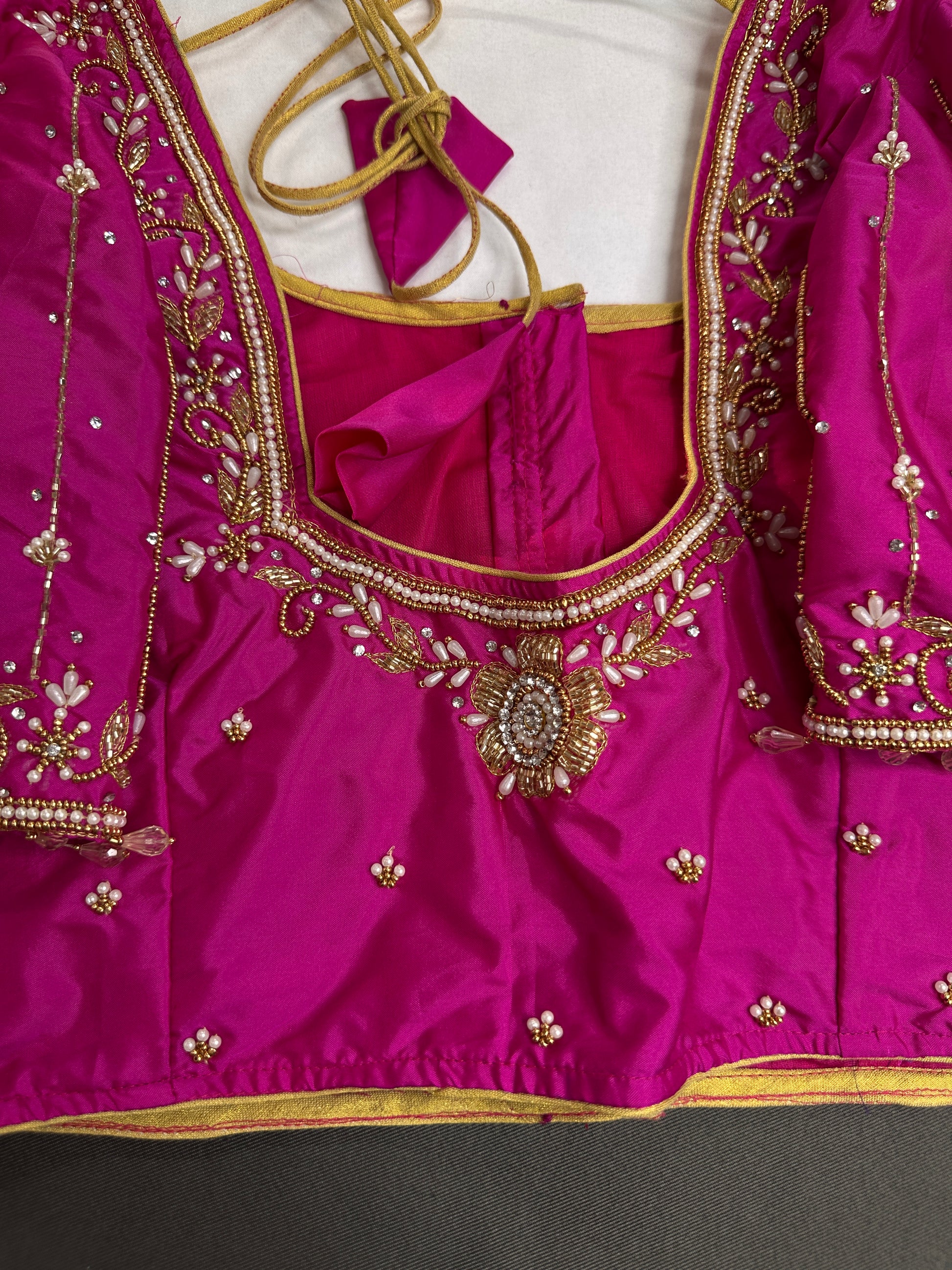 Pink Silk Maggam Aari Blouse - 