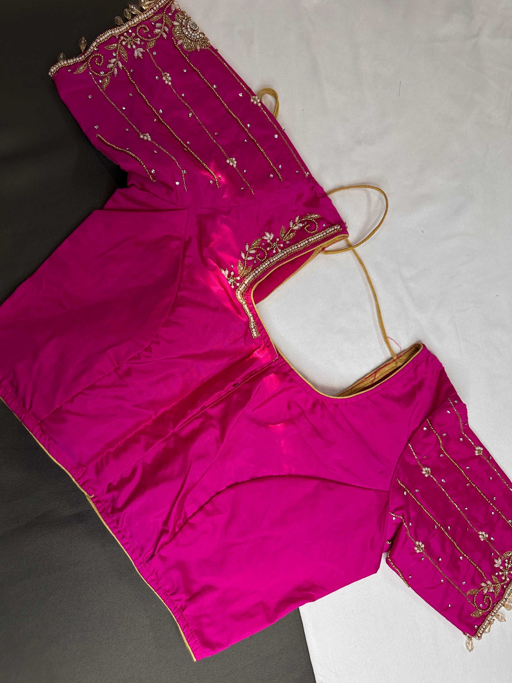 Pink Silk Maggam Aari Blouse - 