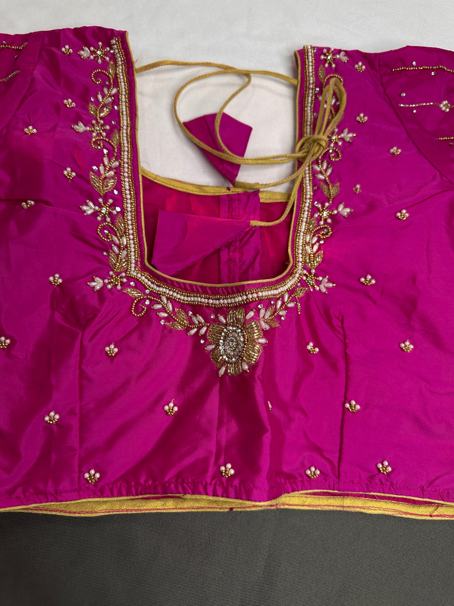 Pink Silk Maggam Aari Blouse - 