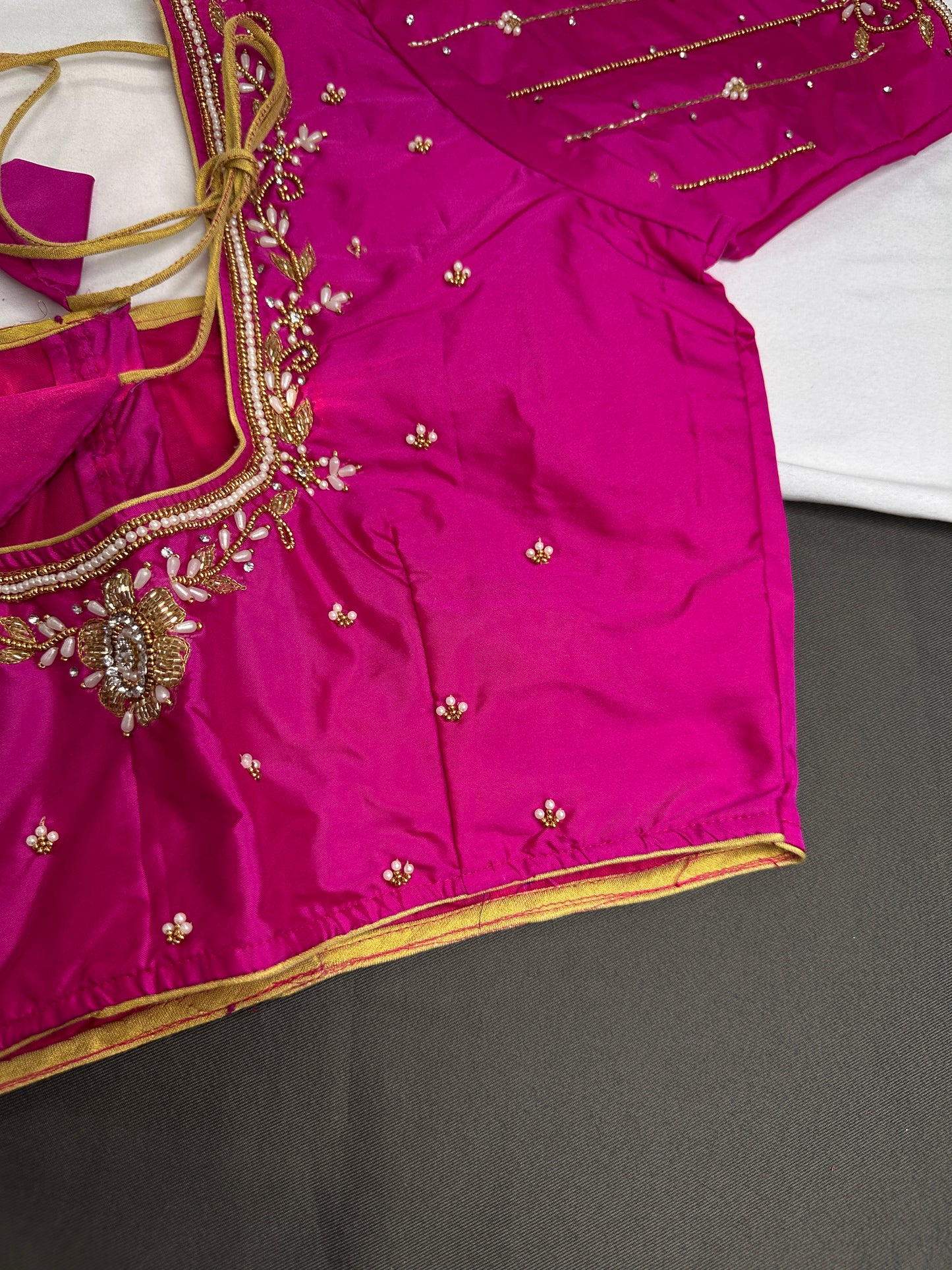 Pink Silk Maggam Aari Blouse - 