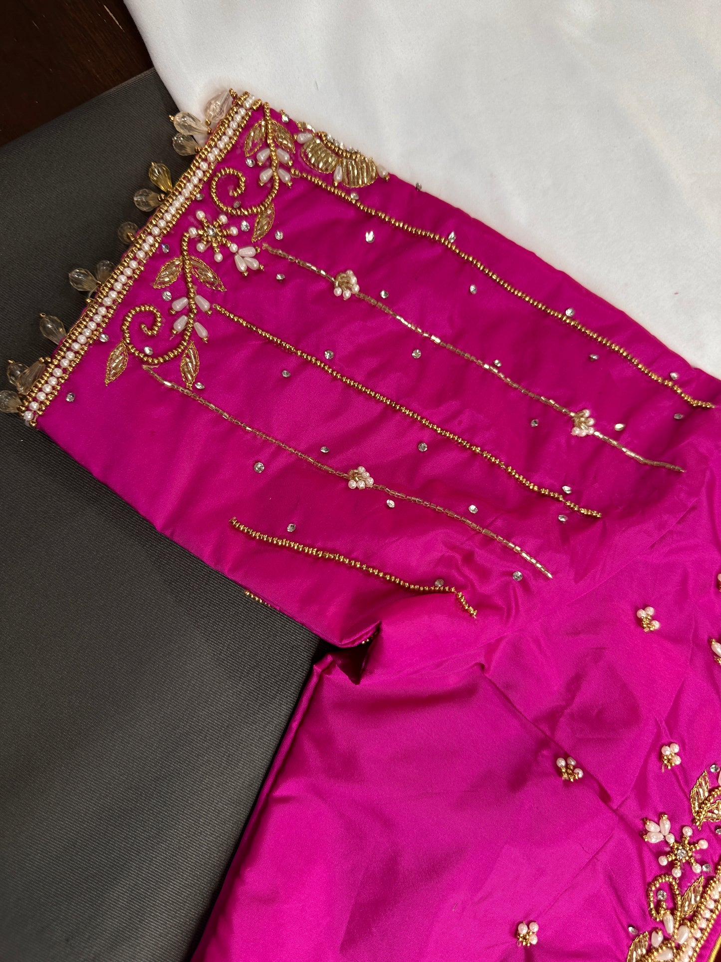 Pink Silk Maggam Aari Blouse - 
