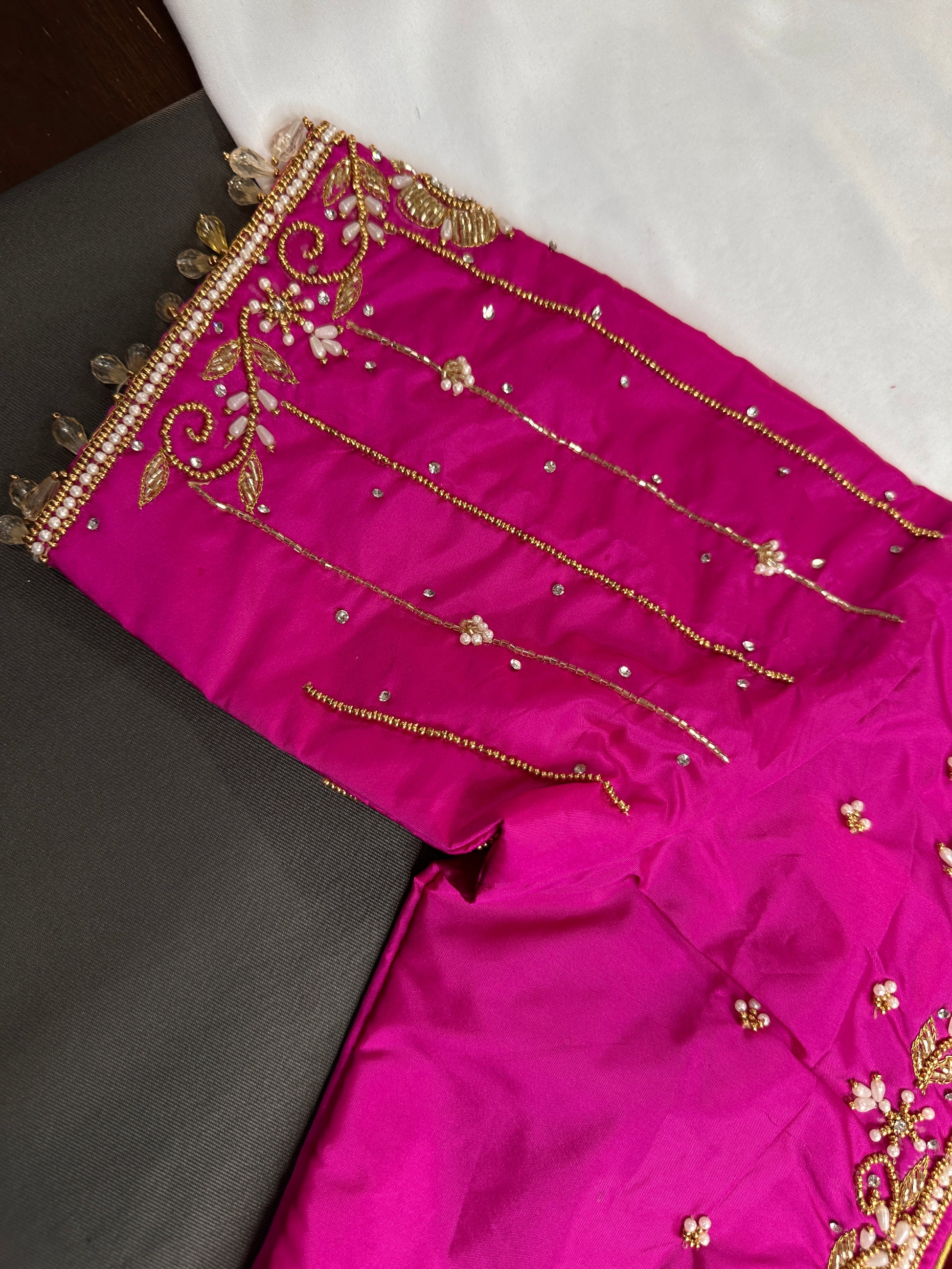 Pink Silk Maggam Aari Blouse - 