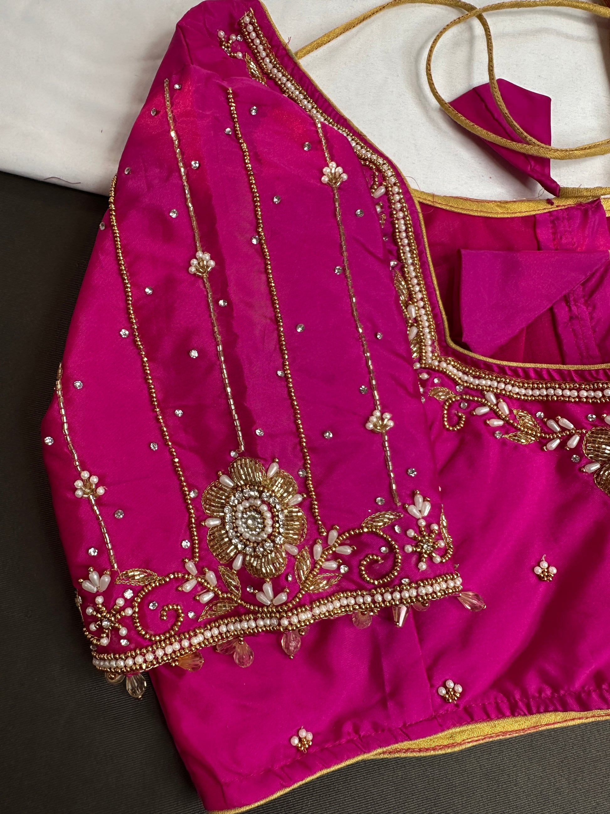 Pink Silk Maggam Aari Blouse - 