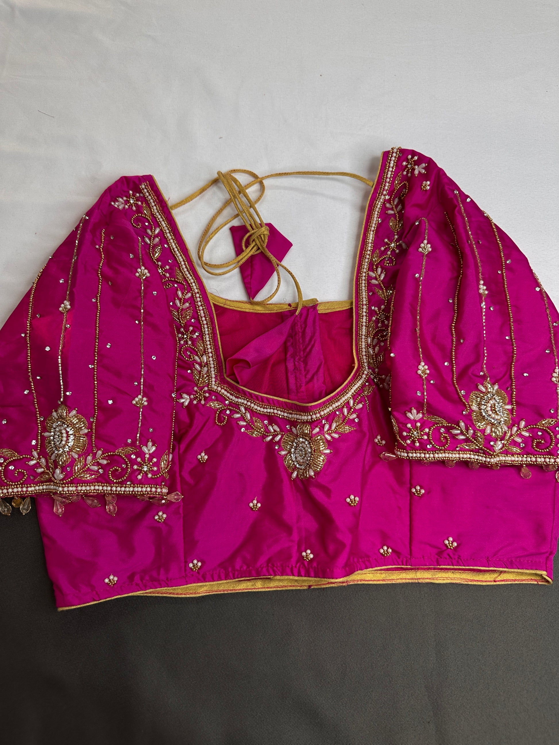 Pink Silk Maggam Aari Blouse - 
