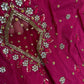 Pink Net Silk Maggam Aari Blouse - 