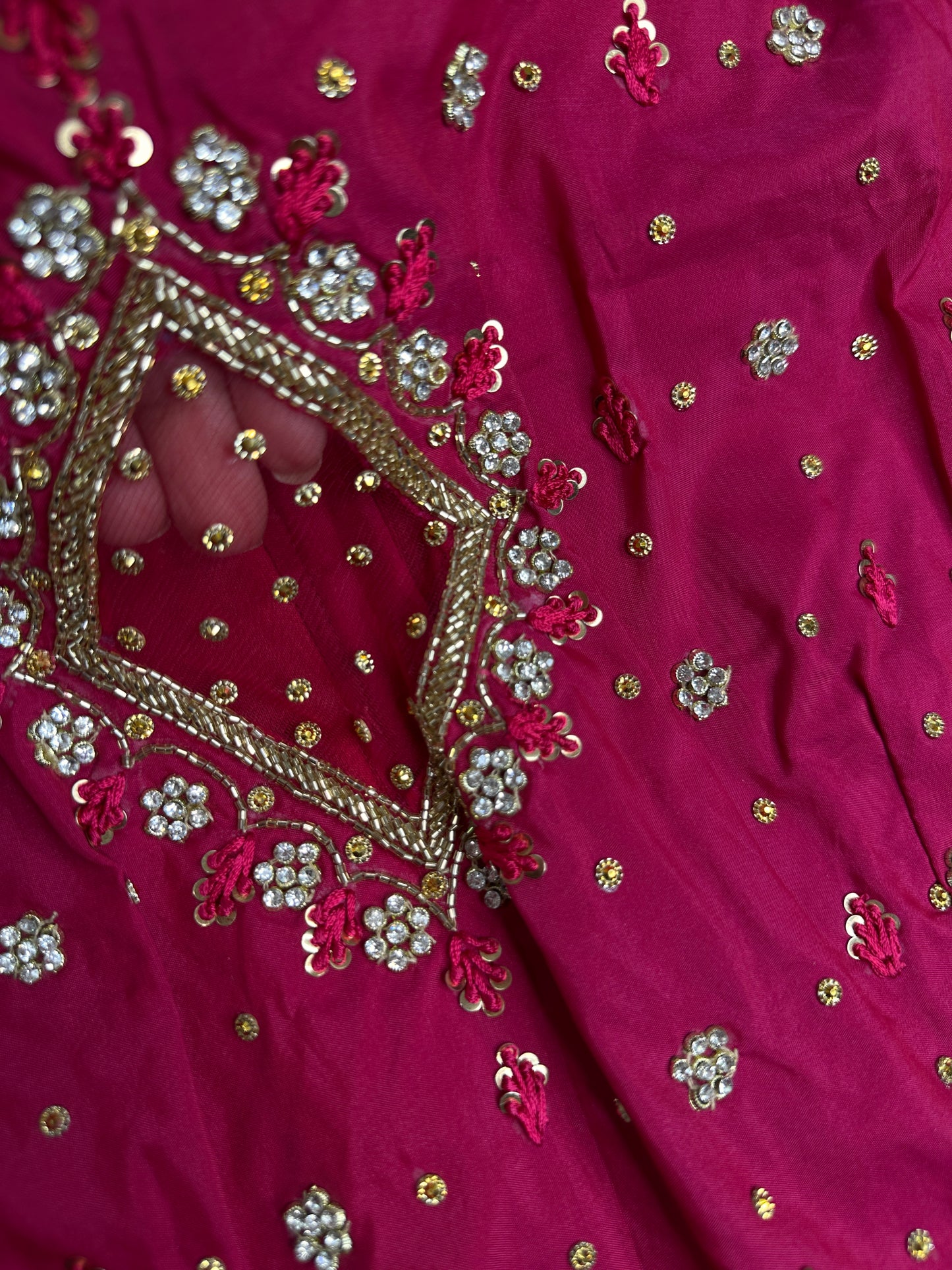 Pink Net Silk Maggam Aari Blouse - 