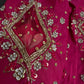 Pink Net Silk Maggam Aari Blouse - 
