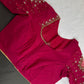 Pink Net Silk Maggam Aari Blouse - 