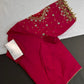 Pink Net Silk Maggam Aari Blouse - 