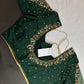 Green Silk Maggam Aari Work Blouse - 