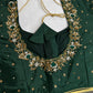 Green Silk Maggam Aari Work Blouse - 