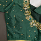 Green Silk Maggam Aari Work Blouse - 