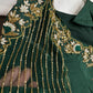 Green Silk Maggam Aari Work Blouse - 