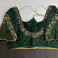 Green Silk Maggam Aari Work Blouse - 