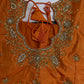 Orange Silk Maggam Aari Work Blouse - 
